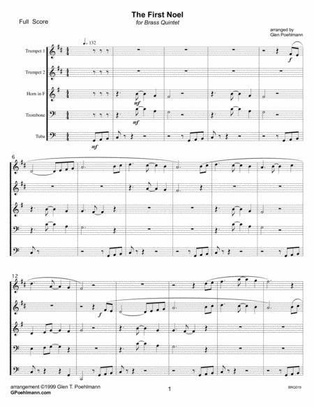 The First Noel For Brass Quintet With Optional Percussion Sheet Music