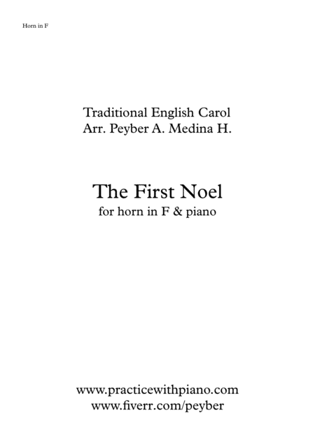 The First Noel For Horn In F And Piano Sheet Music