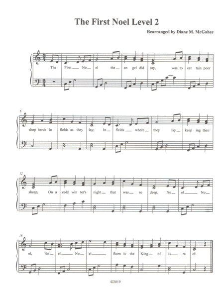 Free Sheet Music The First Noel Level 2