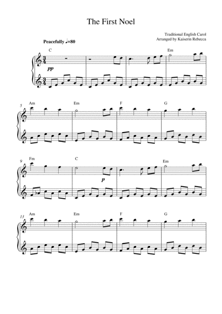 The First Noel Music Box Version Sheet Music