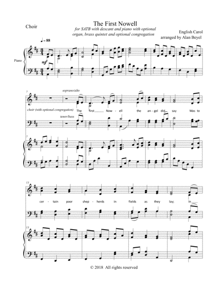 Free Sheet Music The First Noel Satb With Piano And Optional Congregation Audience