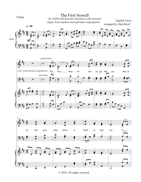 The First Noel Satb With Piano And Optional Congregation Audience Sheet Music