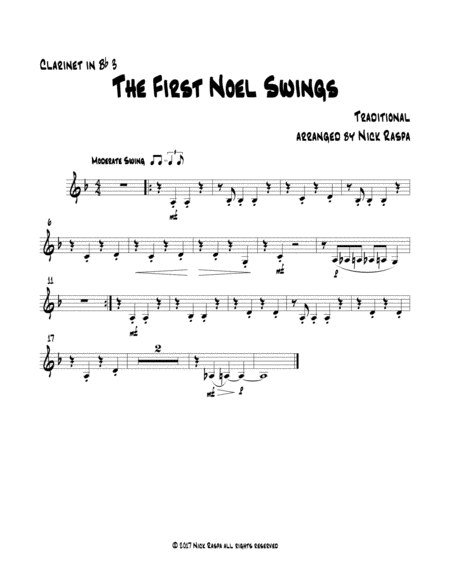 The First Noel Swings Bb Clarinet 3 Part Sheet Music