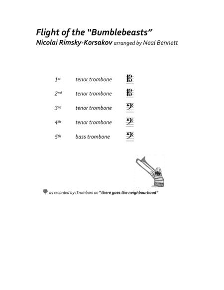 Free Sheet Music The Flight Of The Bumblebeasts For Trombone Quintet