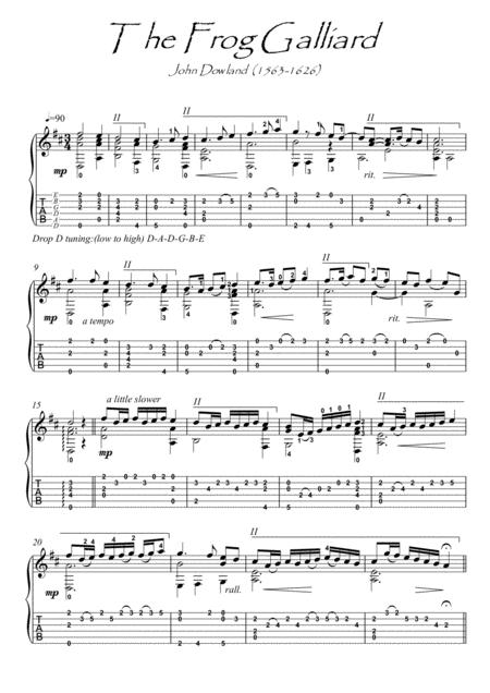 The Frog Galliard By Dowland Guitar Solo Sheet Music