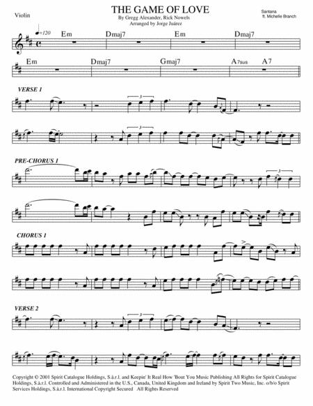 Free Sheet Music The Game Of Love Violin