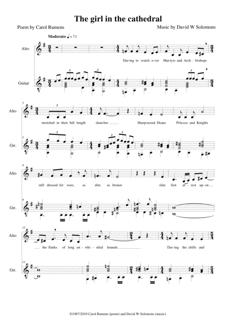 The Girl In The Cathedral Alto And Guitar Sheet Music