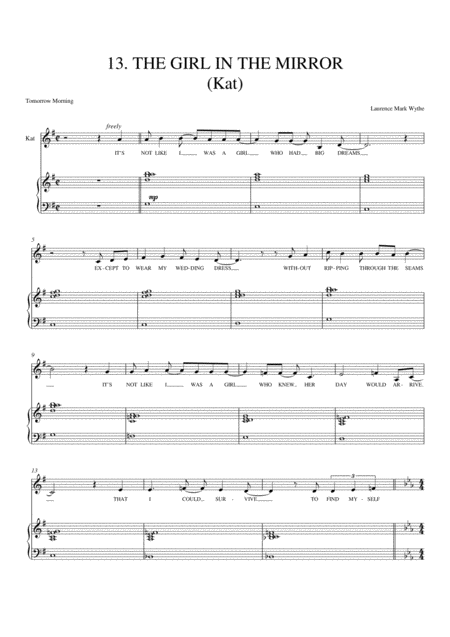 The Girl In The Mirror From Tomorrow Morning Sheet Music