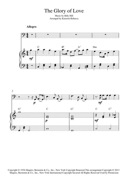 The Glory Of Love Cello Solo And Piano Accompaniment With Chords Sheet Music