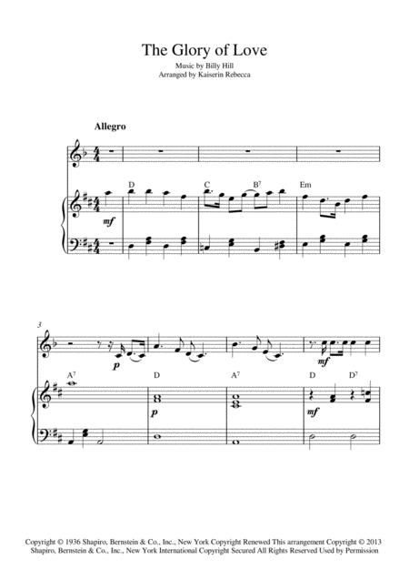 The Glory Of Love Clarinet In A Solo And Piano Accompaniment Sheet Music