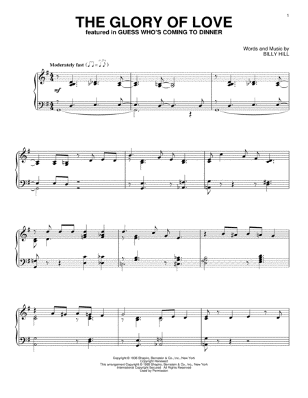 The Glory Of Love Sheet Music