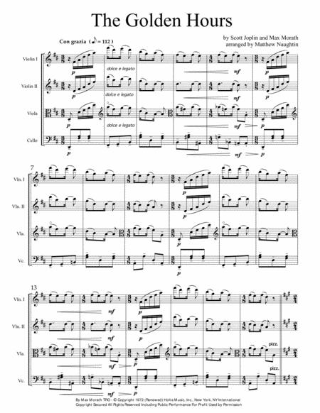 The Golden Hours Rag For String Quartet Sheet Music