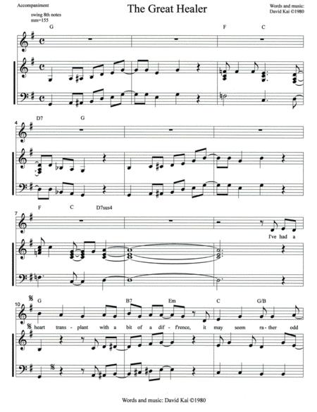 Free Sheet Music The Great Healer Accompaniment