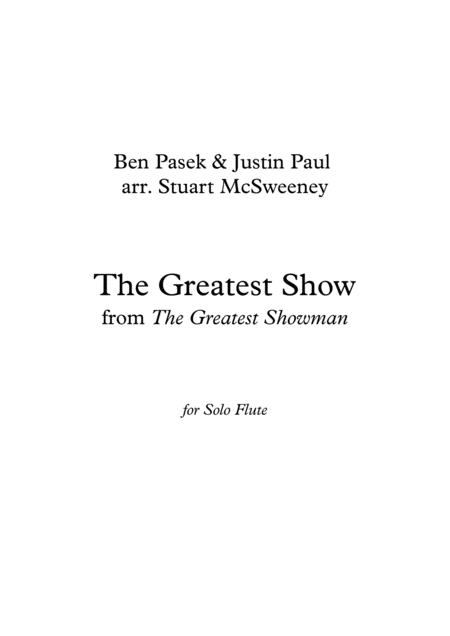 The Greatest Show Flute Solo Sheet Music