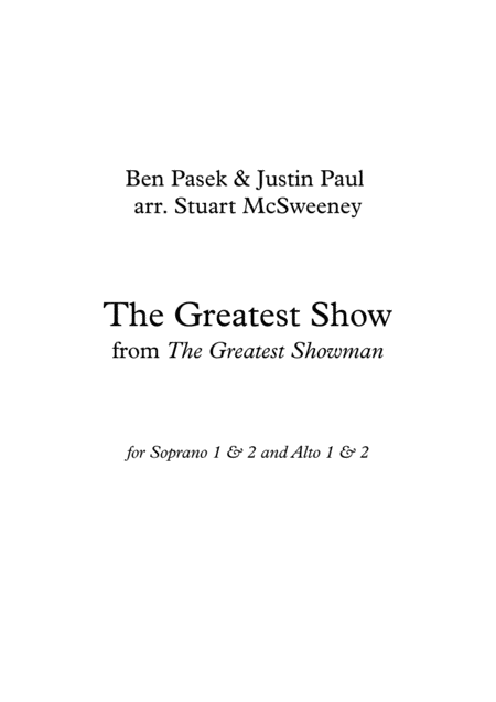 Free Sheet Music The Greatest Show Ssaa