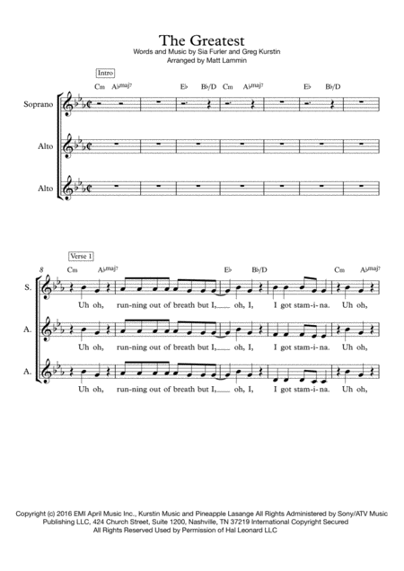 Free Sheet Music The Greatest Ssa