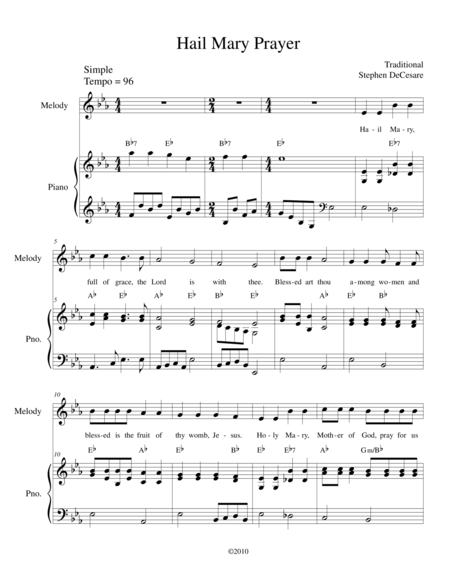 The Hail Mary Prayer Sheet Music