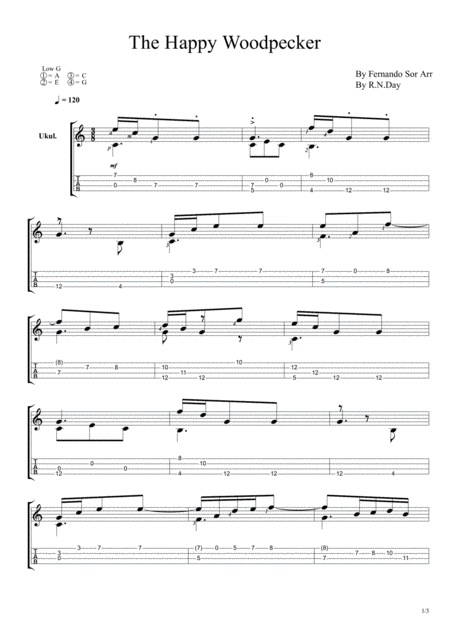 Free Sheet Music The Happy Woodpecker For Low G Ukulele