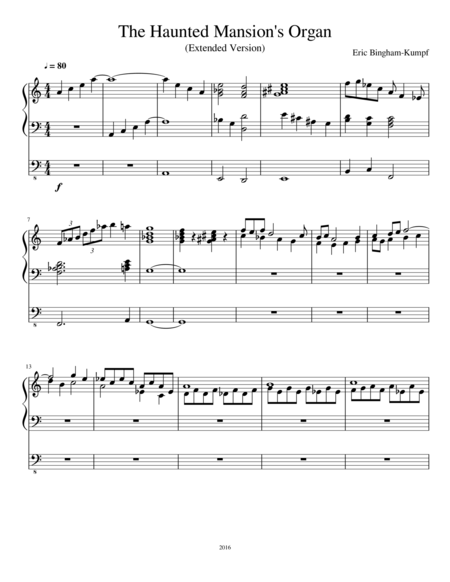 The Haunted Mansions Organ Extended Version Sheet Music