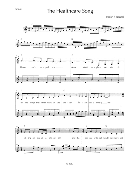 Free Sheet Music The Healthcare Song