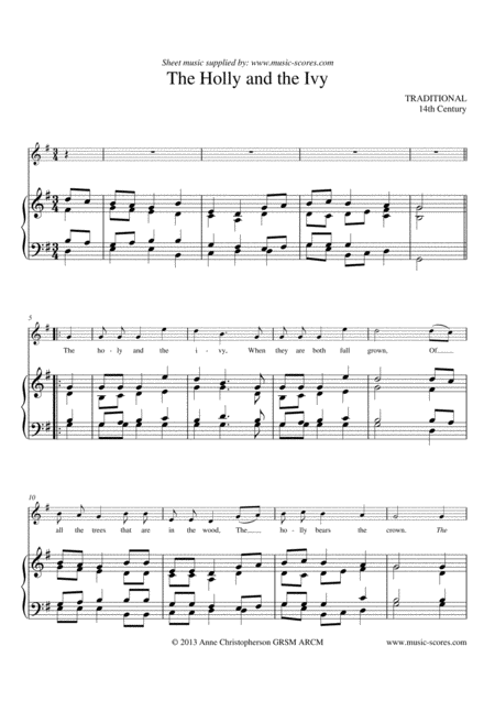 The Holly And The Ivy Voice And Piano Sheet Music