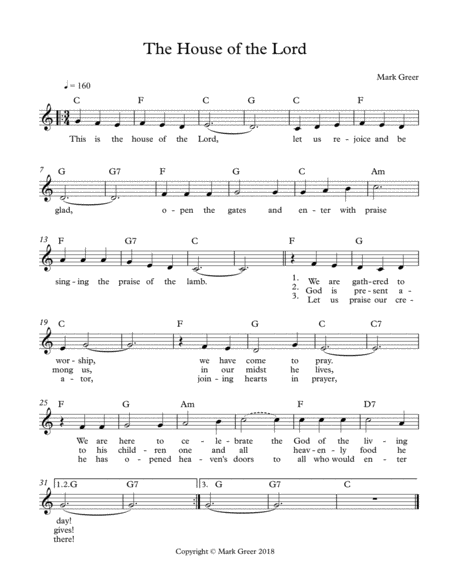 Free Sheet Music The House Of The Lord