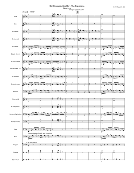 The Impresario Der Schauspieldirektor Overture Sheet Music