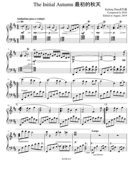 Free Sheet Music The Initial Autumn