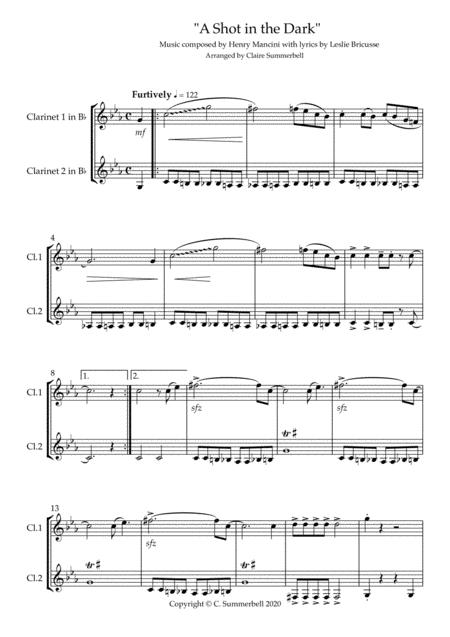 The Inspector Theme From A Shot In The Dark Clarinet Duet Sheet Music