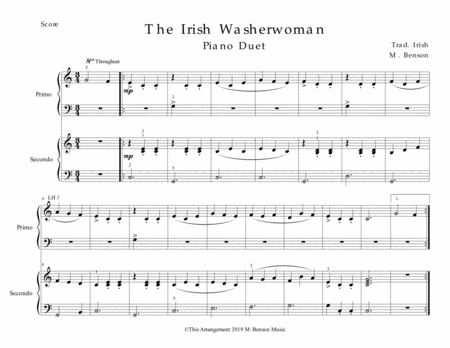 The Irish Washerwoman Piano Duet Sheet Music