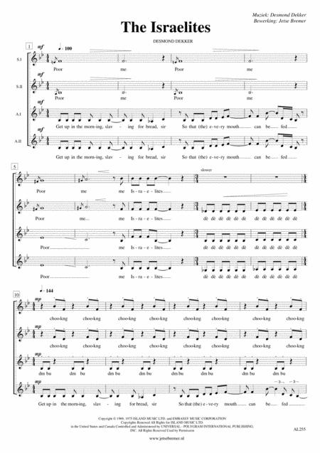 Free Sheet Music The Israelites Ssaa A Cappella