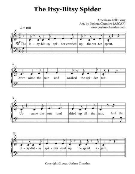 The Itsy Bitsy Spider Easy Piano Sheet Music