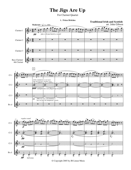 Free Sheet Music The Jigs Are Up Celtic Music For Clarinet Quartet