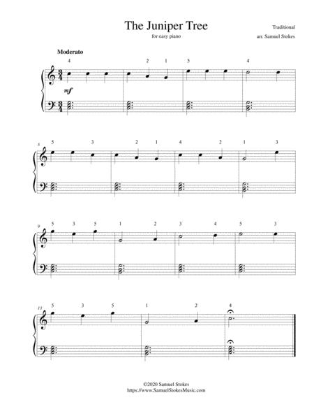 Free Sheet Music The Juniper Tree For Easy Piano