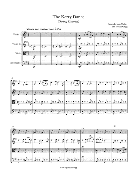 The Kerry Dance String Quartet Sheet Music