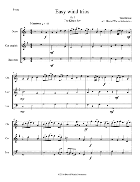 Free Sheet Music The Kings Joy For Double Reed Trio Oboe Cor Anglais Bassoon