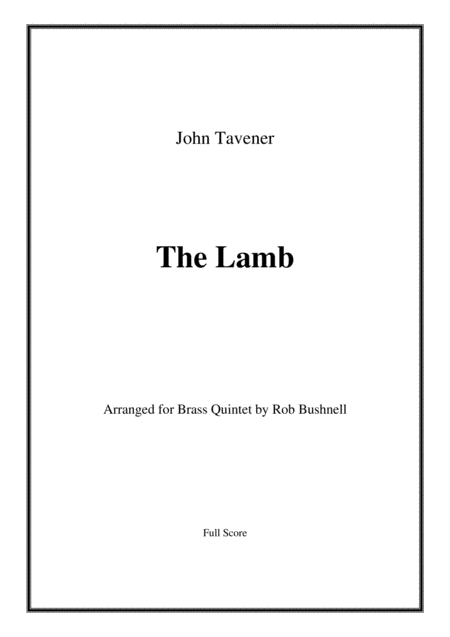 Free Sheet Music The Lamb Tavener Brass Quintet