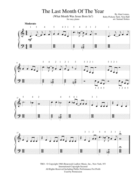 The Last Month Of The Year What Month Was Jesus Born In For Easy Piano Sheet Music