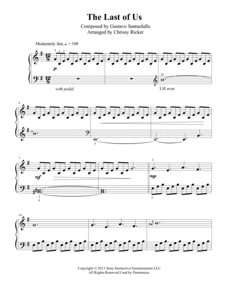 Free Sheet Music The Last Of Us Intermediate Piano