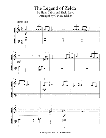 The Legend Of Zelda Beginner Big Note Piano Sheet Music