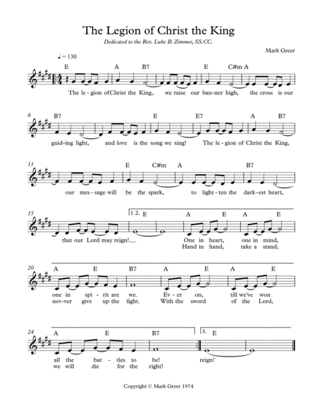 The Legion Of Christ The King Sheet Music