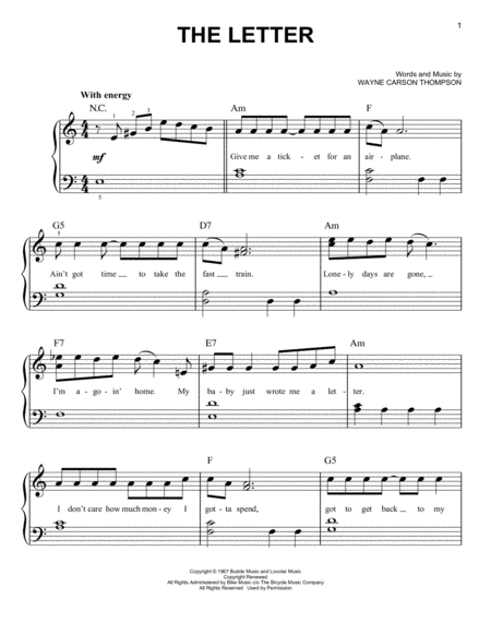 Free Sheet Music The Letter