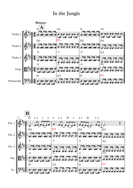 Free Sheet Music The Lion Sleeps Tonight For String Quartet Ensemble