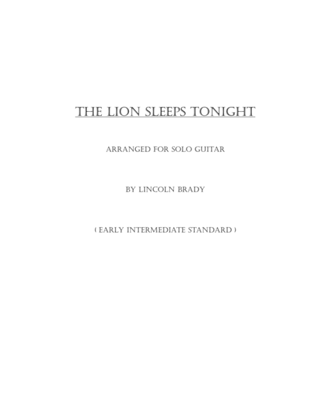 The Lion Sleeps Tonight Solo Guitar Sheet Music