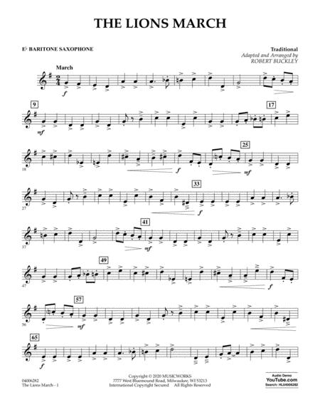 Free Sheet Music The Lions March Arr Robert Buckley Eb Baritone Saxophone