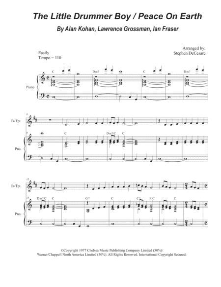 Free Sheet Music The Little Drummer Boy Peace On Earth For Bb Trumpet Solo And Piano