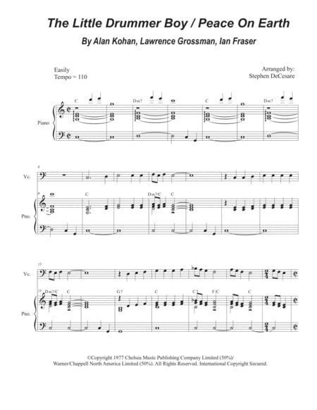 Free Sheet Music The Little Drummer Boy Peace On Earth For Cello Solo And Piano