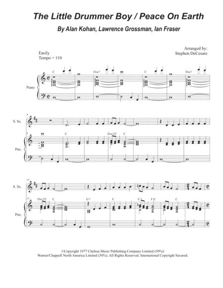 The Little Drummer Boy Peace On Earth For Soprano Saxophone And Piano Sheet Music