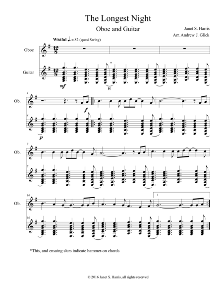 Free Sheet Music The Longest Night Guitar And Oboe