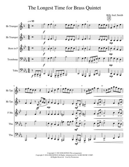 The Longest Time For Brass Quintet Sheet Music